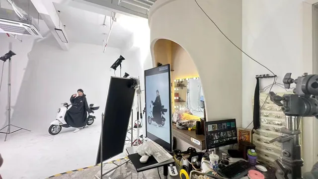 Studio set and lighting setup
